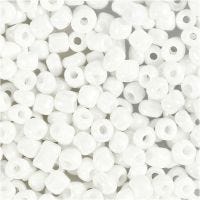 Rocaille Seed Beads, D 4 mm, size 6/0 , hole size 0,9-1,2 mm, white - mother-of-pearl, 25 g/ 1 pack