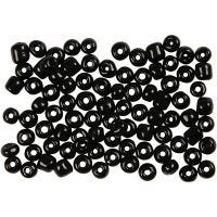 Rocaille Seed Beads, D 4 mm, size 6/0 , hole size 0,9-1,2 mm, black, 500 g/ 1 pack