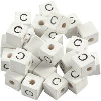Letter Bead, C, size 8x8 mm, hole size 3 mm, white, 25 pc/ 1 pack