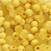 Plastic Beads, D 6 mm, hole size 2 mm, yellow, 40 g/ 1 pack