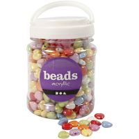 Heart Beads, size 15x15 mm, hole size 3 mm, assorted colours, 700 ml/ 1 tub, 465 g
