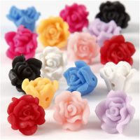 Clay Roses, D 16x10 mm, hole size 0,5 mm, assorted colours, 16 asstd./ 1 pack