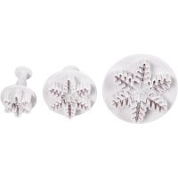 Cookie cutters with stamp, snowflake, D 3,2+4,8+6,5 cm, white, 3 pc/ 1 pack