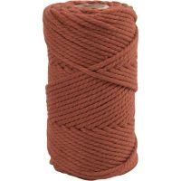Macramé cord, L: 55 m, D 4 mm, burnt orange, 330 g/ 1 roll