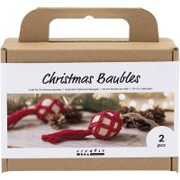 Craft Kit Christmas Baubles, Macramé, christmas red, 1 pack