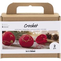 Craft Kit Crochet, Christmas Baubles, red, 1 pack
