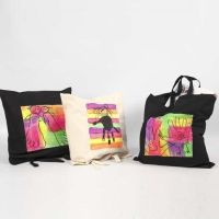 Shopping Bags decorated with Textile Color, neon