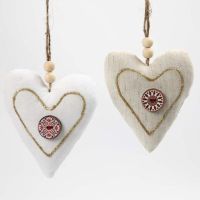 Fabric Hearts with a Button and 3D Gold Liner