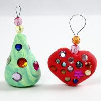 Silk Clay Christmas Hanging Decorations with Rhinestones