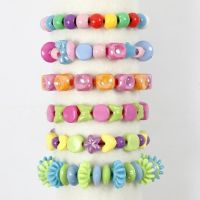 Bracelets made from Plastic Beads on coloured Elastic Beading Cord