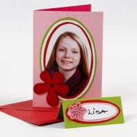 A Greeting Card with a Portrait Photo on coloured Card Ovals