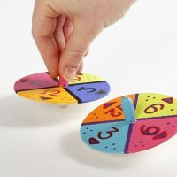 Spinning Tops decorated with Paint and Numbers