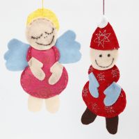 An Angel and a Father Christmas made from Felt with Glitter