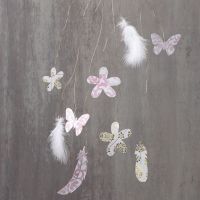 Hanging Decorations with Cut-Outs and Feathers on Brass Wire