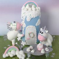 A Unicorn and Castle from Silk Clay