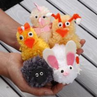 Pom-Pom Easter Animals made from Acrylic Yarn