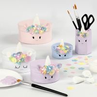Unicorn Papier-mâché Boxes with  Foam Clay Decoration