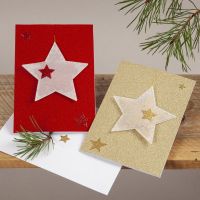Glittery Christmas Cards with hanging Vellum Paper Stars