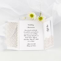 A two-fold Wedding Invitation decorated with lace patterned Card