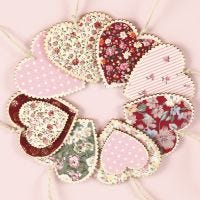 Wooden Hearts for hanging, decorated with Fabric Decoupage