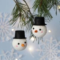 A Christmas Bauble decorated as a Snowman