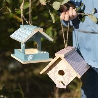 A homemade  Bird Box painted with Craft Paint and decorated with Plus Color Markers