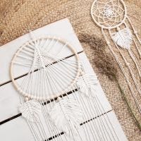 A homemade macramé dream catcher