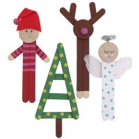 Colourful Christmas figures from ice lolly sticks