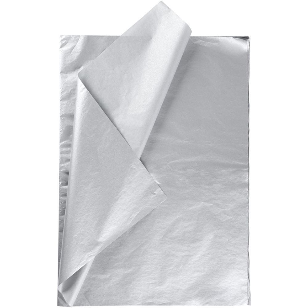 Tissue paper, 50x70 cm, 14 g, silver, 25 sheet/ 1 pack