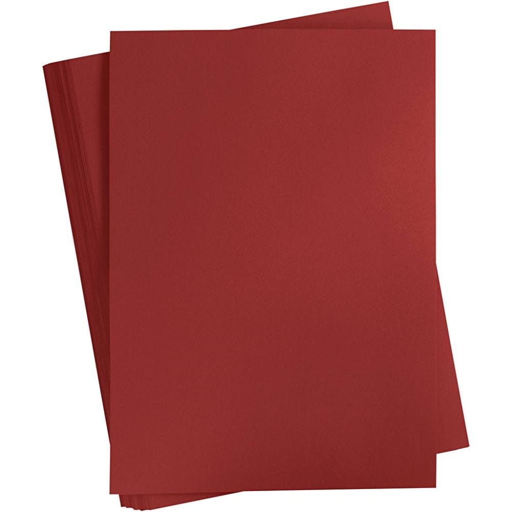 Card, A2, 420x594 mm, 180 g, dark red, 100 sheet/ 1 pack