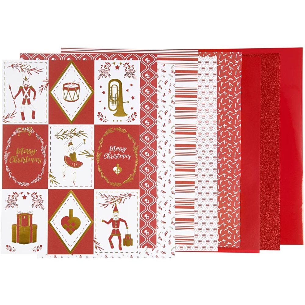 Design Paper pad, size 21x30 cm, 120+128 g, red, white, 24 sheets/1 pack