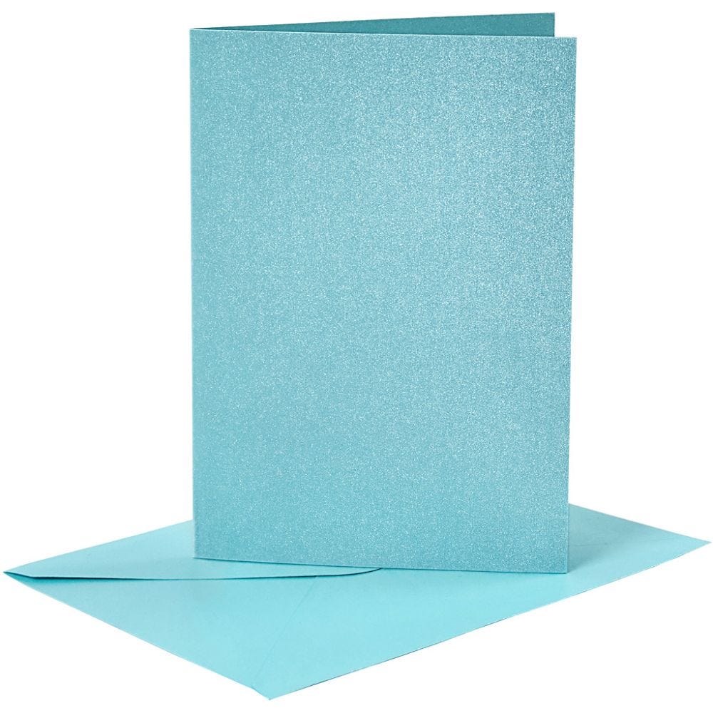 Cards and Envelopes, card size 10,5x15 cm, envelope size 11,5x16,5 cm, mother of pearl, 120+210 g, blue, 4 set/ 1 pack