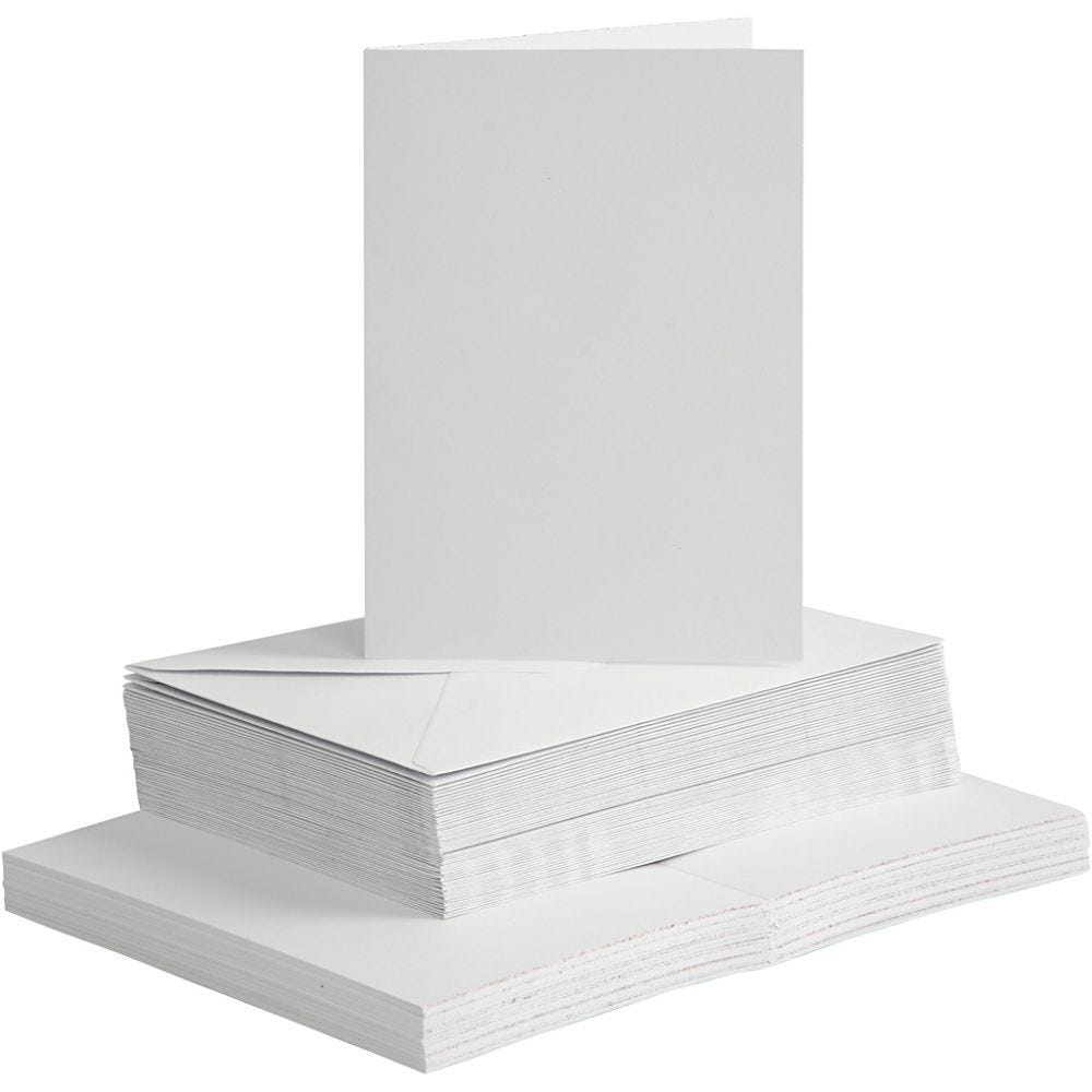 Cards and envelopes, card size 10,5x15 cm, envelope size 11,5x16,5 cm, 120+240 g, white, 50 set/ 1 pack