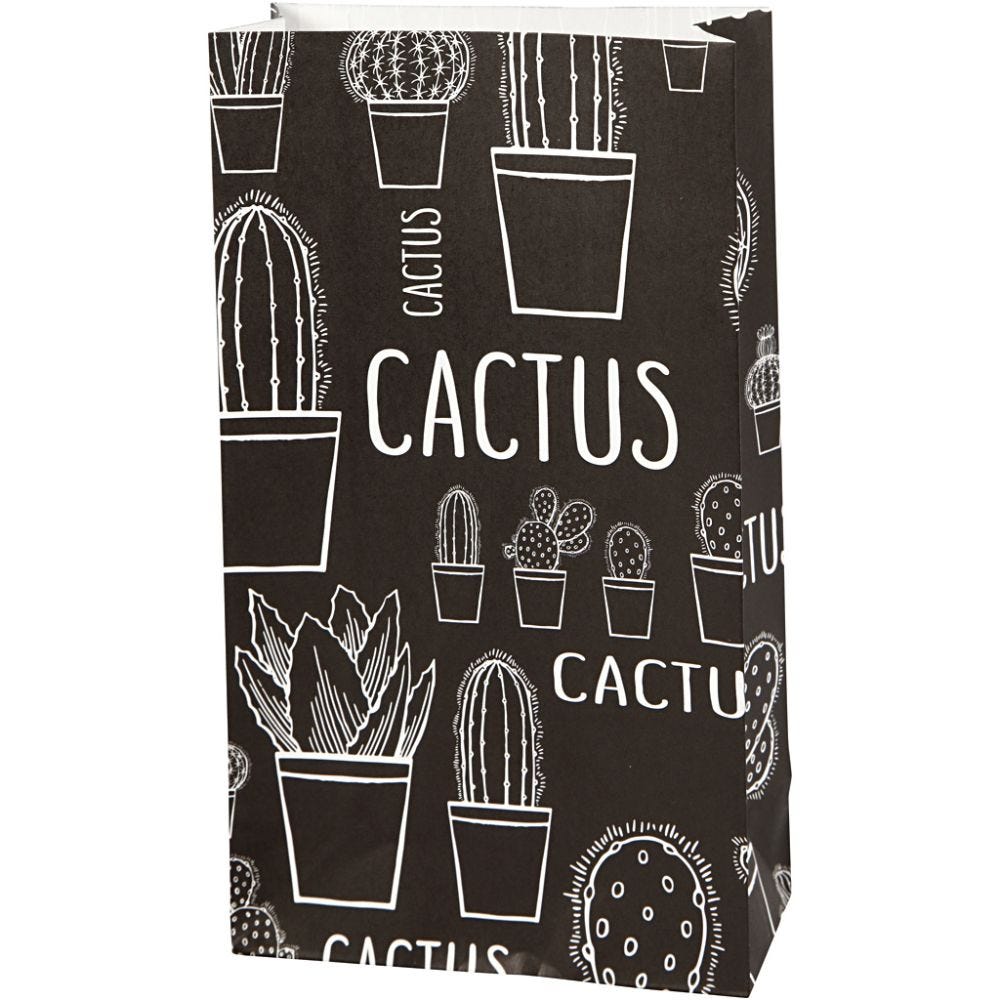 Paper Bag, cactus, H: 21 cm, size 6x12 cm, 80 g, 8 pc/ 1 pack