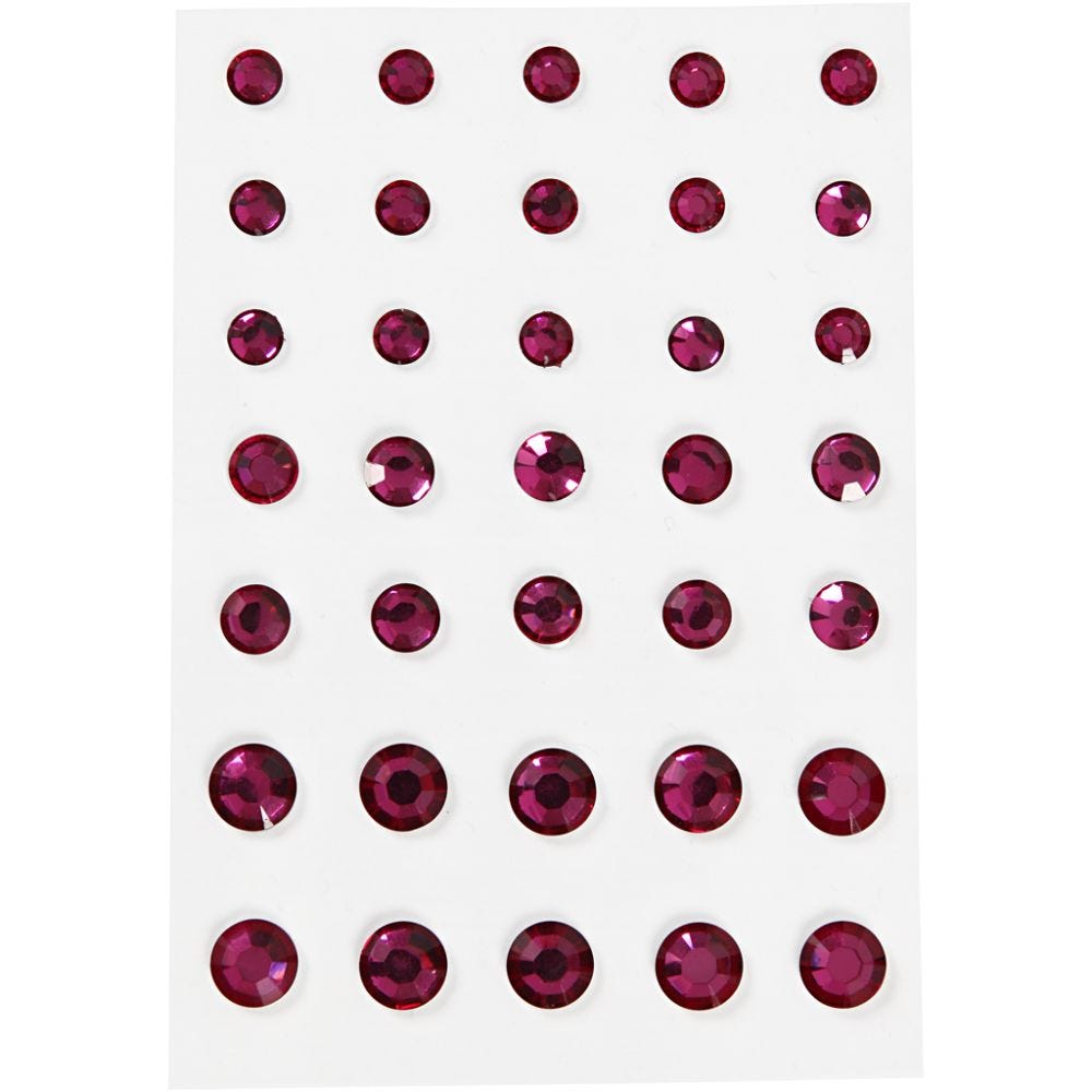 Rhinestones, round cone, size 6+8+10 mm, pink, 35 pc/ 1 pack