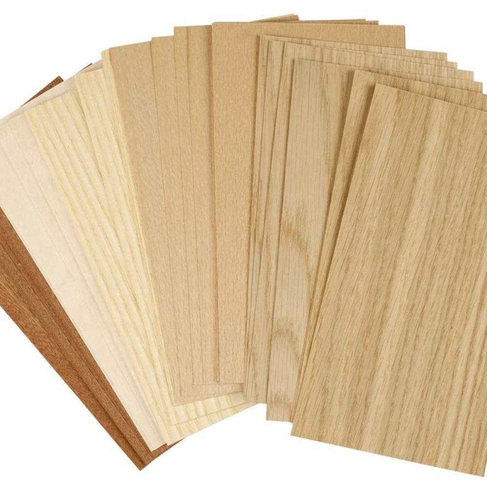 Wood Veneer, 12x22 cm, thickness 0,75 mm, 30 ass sheets/ 1 pack