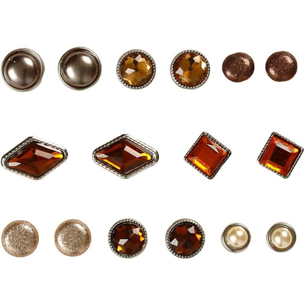 Deco Rivets, size 8-18 mm, brown, 16 pc/ 1 pack