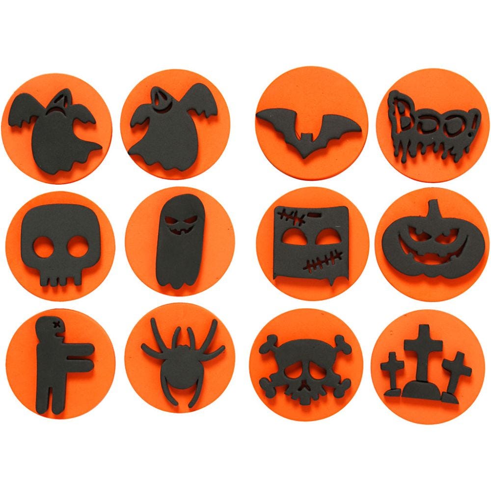 Foam Stamps, halloween, D 7,5 cm, thickness 2,5 cm, 6 pc/ 1 pack