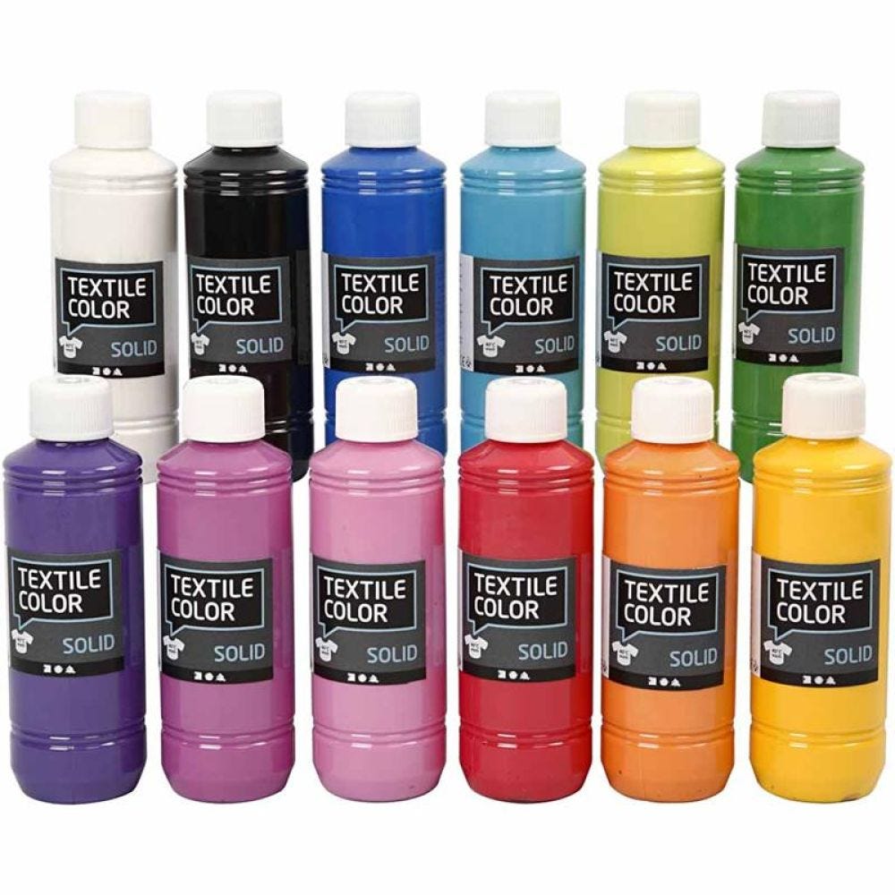 Textile Solid, opaque, assorted colours, 12x250 ml/ 1 pack