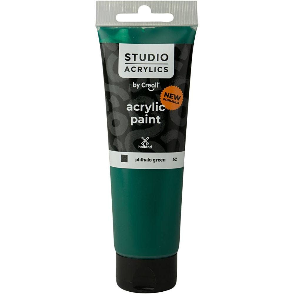 Creall Studio acrylic paint, opaque, phtalo green (52), 120 ml/ 1 bottle