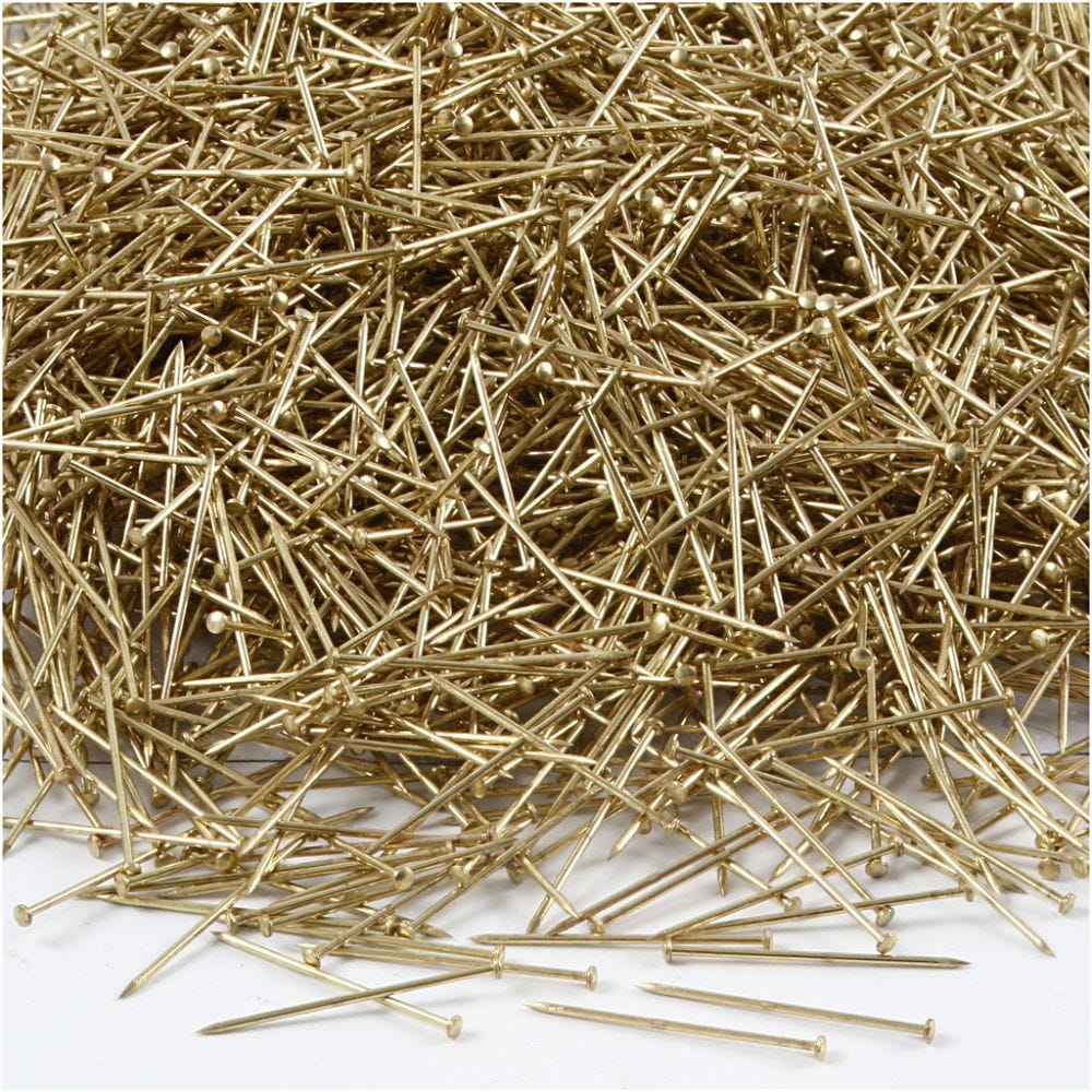 Straight Pins, L: 18 mm, thickness 0,6 mm, gold, 500 g/ 1 pack