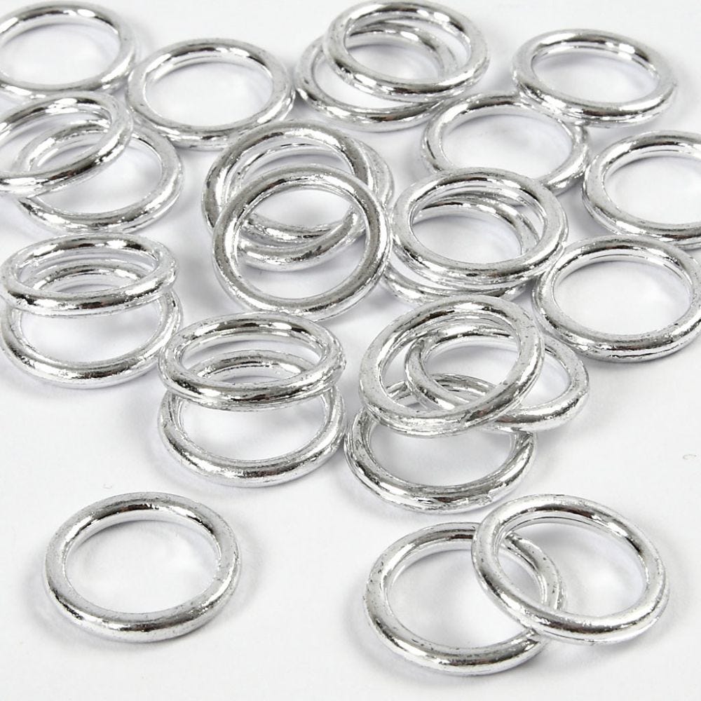 Plastic Ring, size 15 mm, thickness 2 mm, silver, 25 pc/ 1 pack