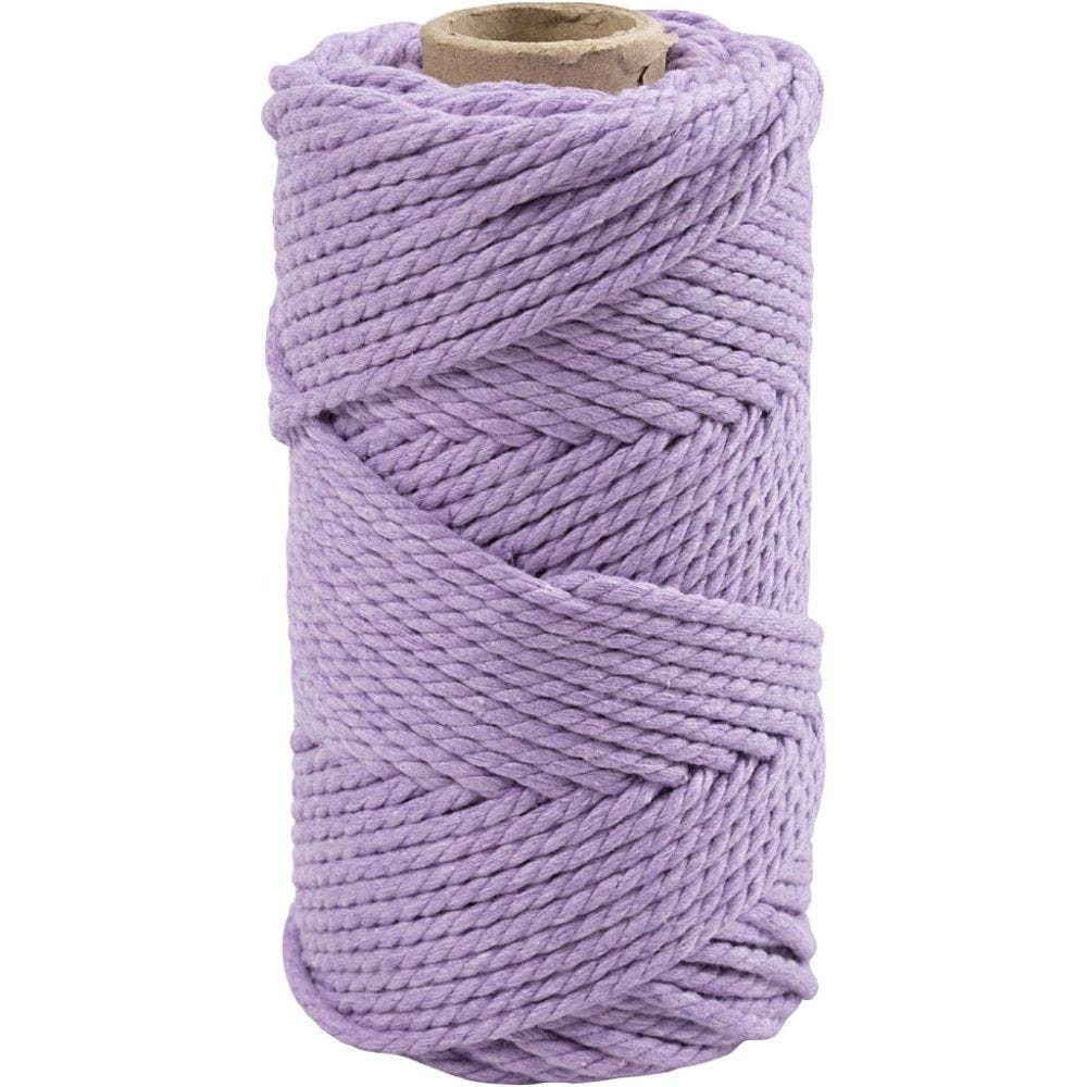 Macramé cord, L: 55 m, D 4 mm, purple, 330 g/ 1 roll