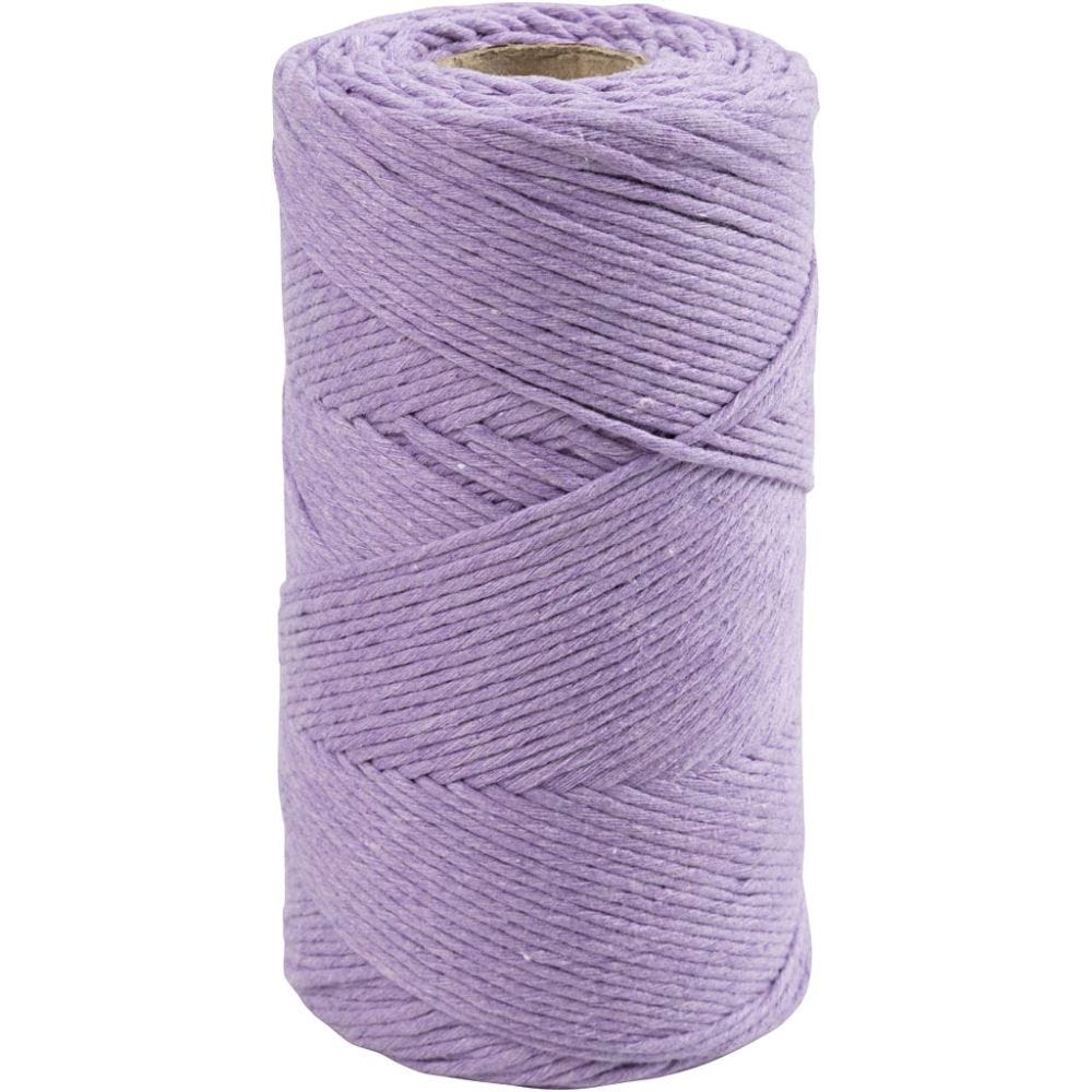 Macramé cord, L: 198 m, D 2 mm, purple, 330 g/ 1 roll