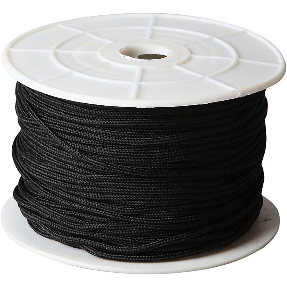 poly cord braided string White Polycord Cord 2 mm Black Fleck 