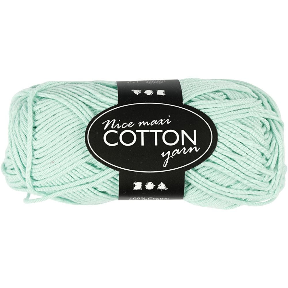 Cotton Yarn, no. 8/8, L: 80-85 m, size maxi , light green, 50 g/ 1 ball