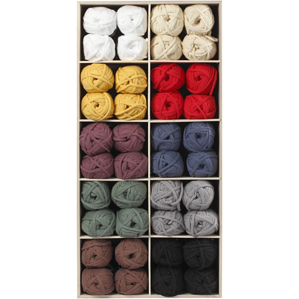 Cotton tube yarn, L: 45 m, assorted colours, 100 ball/ 1 pack