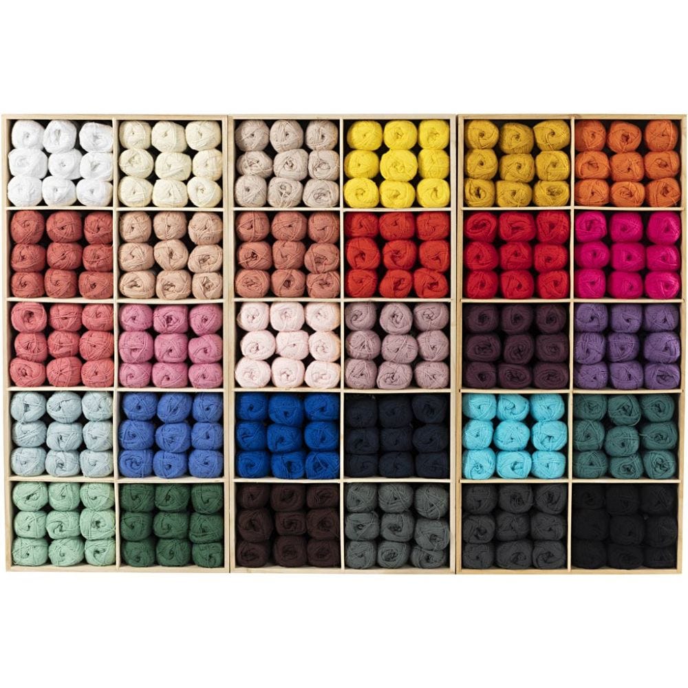 Cotton Yarn, no. 8/4, L: 170 m, assorted colours, 300 ball/ 1 pack