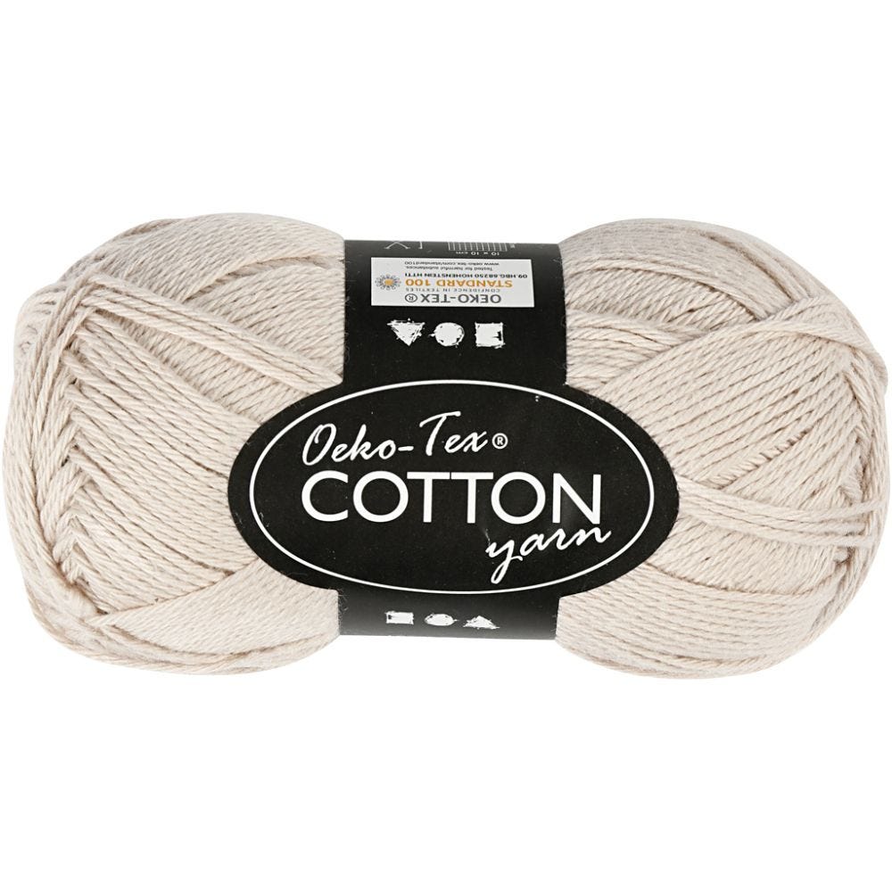 Cotton Yarn, no. 8/4, L: 170 m, sand, 50 g/ 1 ball