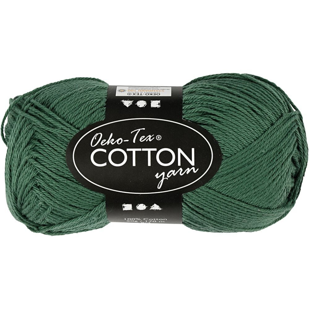 Cotton Yarn, no. 8/4, L: 170 m, dark green, 50 g/ 1 ball